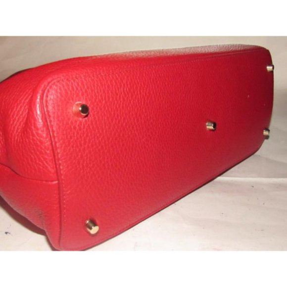 Furla St Alice True Red Leather Gold Accents Satchel - Picture 6 of 12